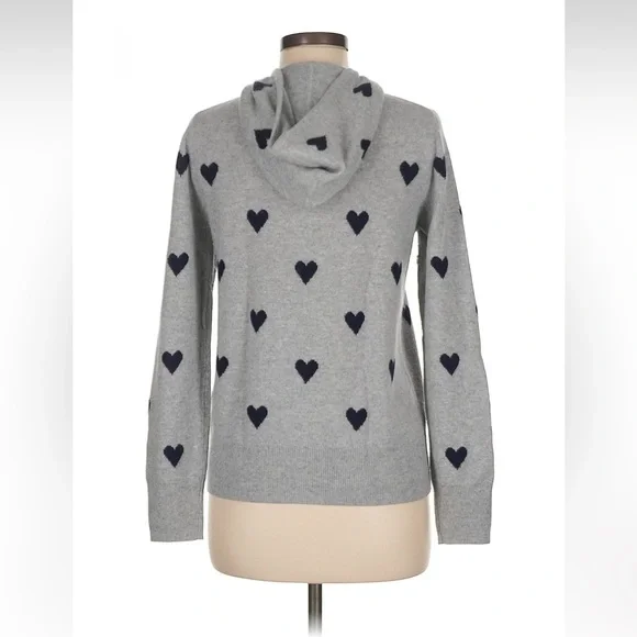 J. Crew Everyday Cashmere Full-Zip Heart Hoodie Sweater - M - Picture 4 of 7